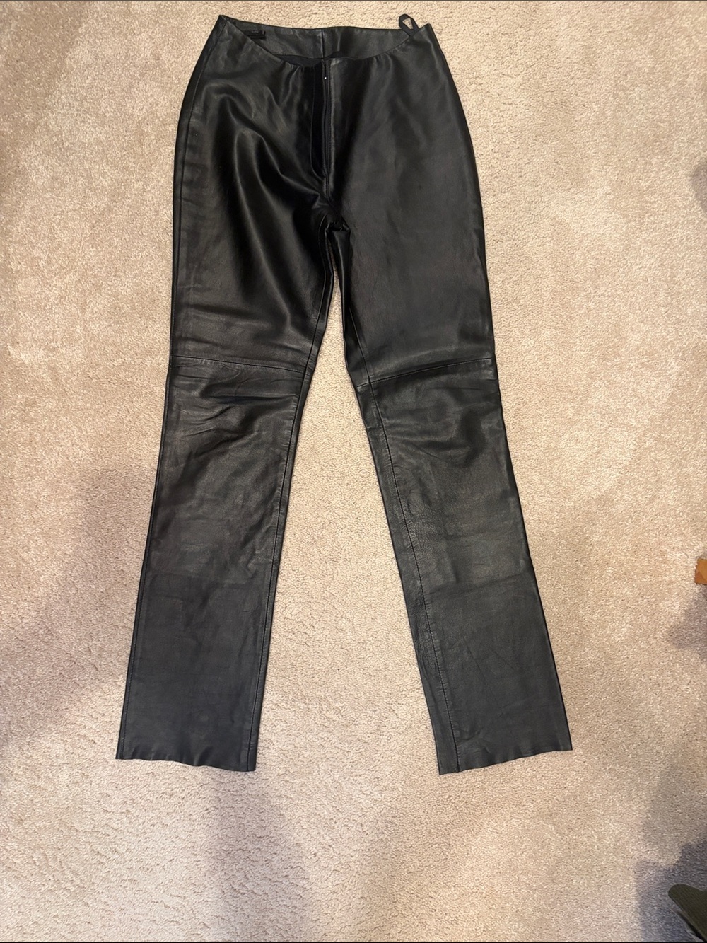 bebe Black Leather Straight-Leg Pants